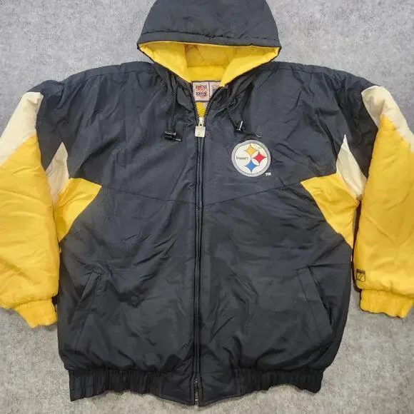 VTG Pittsburgh Steelers Jacket Mens XL Full Zip Quilted NFL